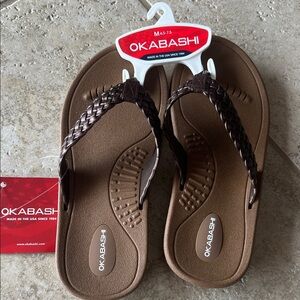 Okabashi Dark Brown Woven Strap Sandals - Baja - M 6.5-7.5 - NWT